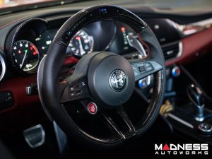 Alfa Romeo Giulia Steering Wheel - Carbon Fiber - w/ LED Functions - Alcantara - Non QV Models